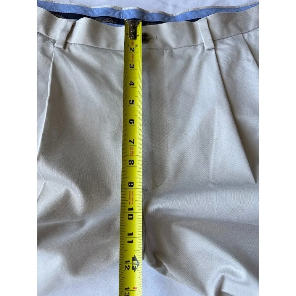 Brooks Brothers Advantage Chino Shorts Men W38 Beige Pleated Golf Casual Cotton